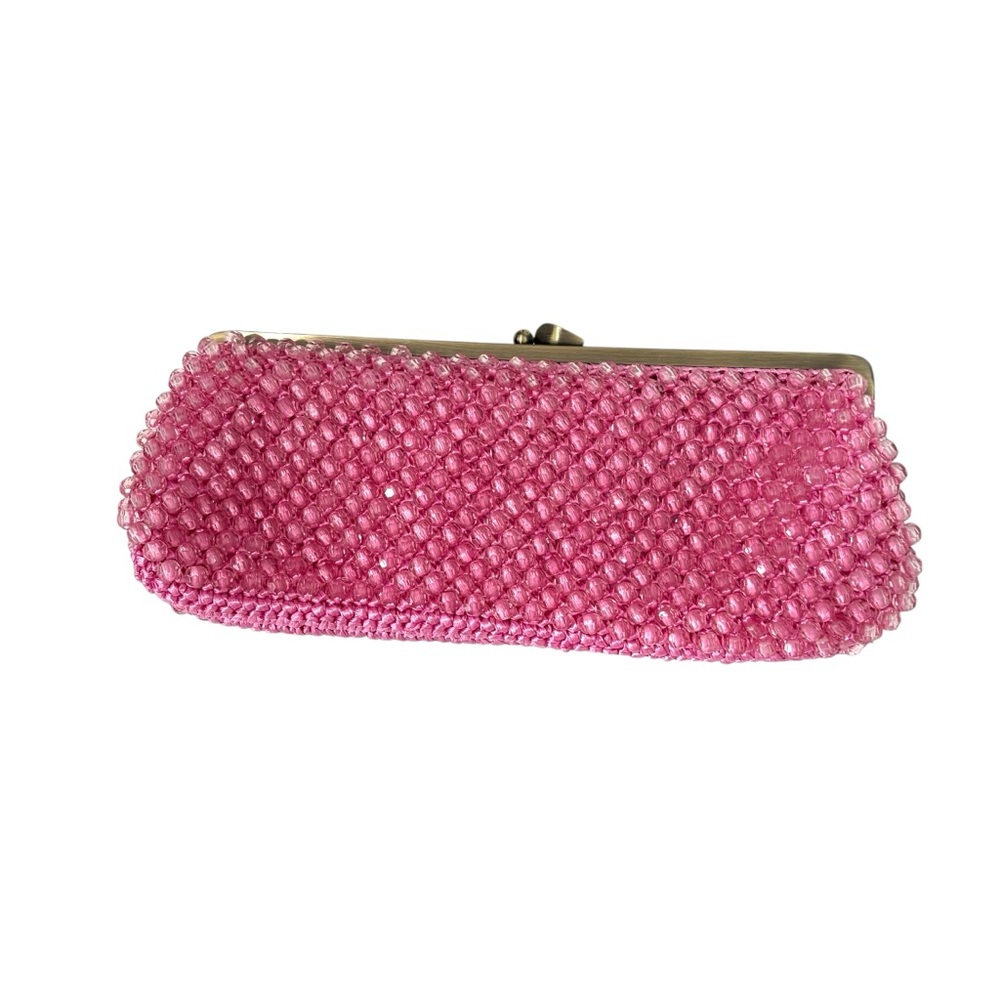 Vintage Y2K Trina Turk Pink Beaded Clutch Bag Designer Preppy Party Formal - Picture 2 of 5